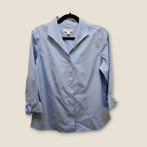 Coldwater Creek Womens Light Blue Cotton Button Down Long Sleeve Shirt M - Picture 1 of 9